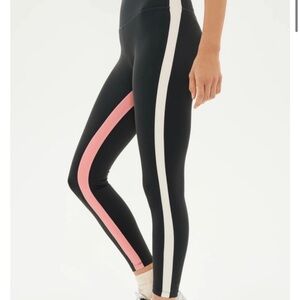 Splits59 Black Leggings with Pink and White Accents